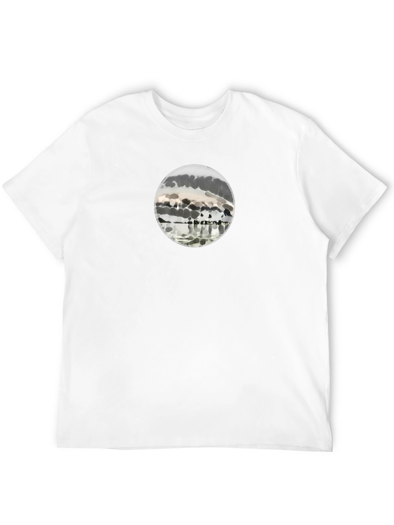 Mens Black Graphic Tee - Abstract Lake Scene