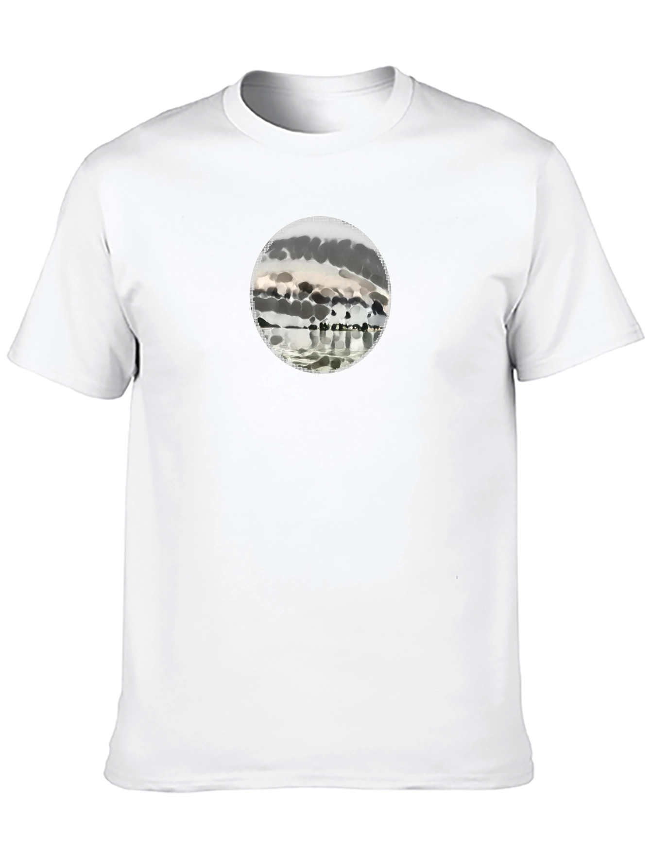 Mens Black Graphic Tee - Abstract Lake Scene