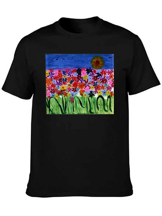 Floral Field Art T-Shirt - Unique Design