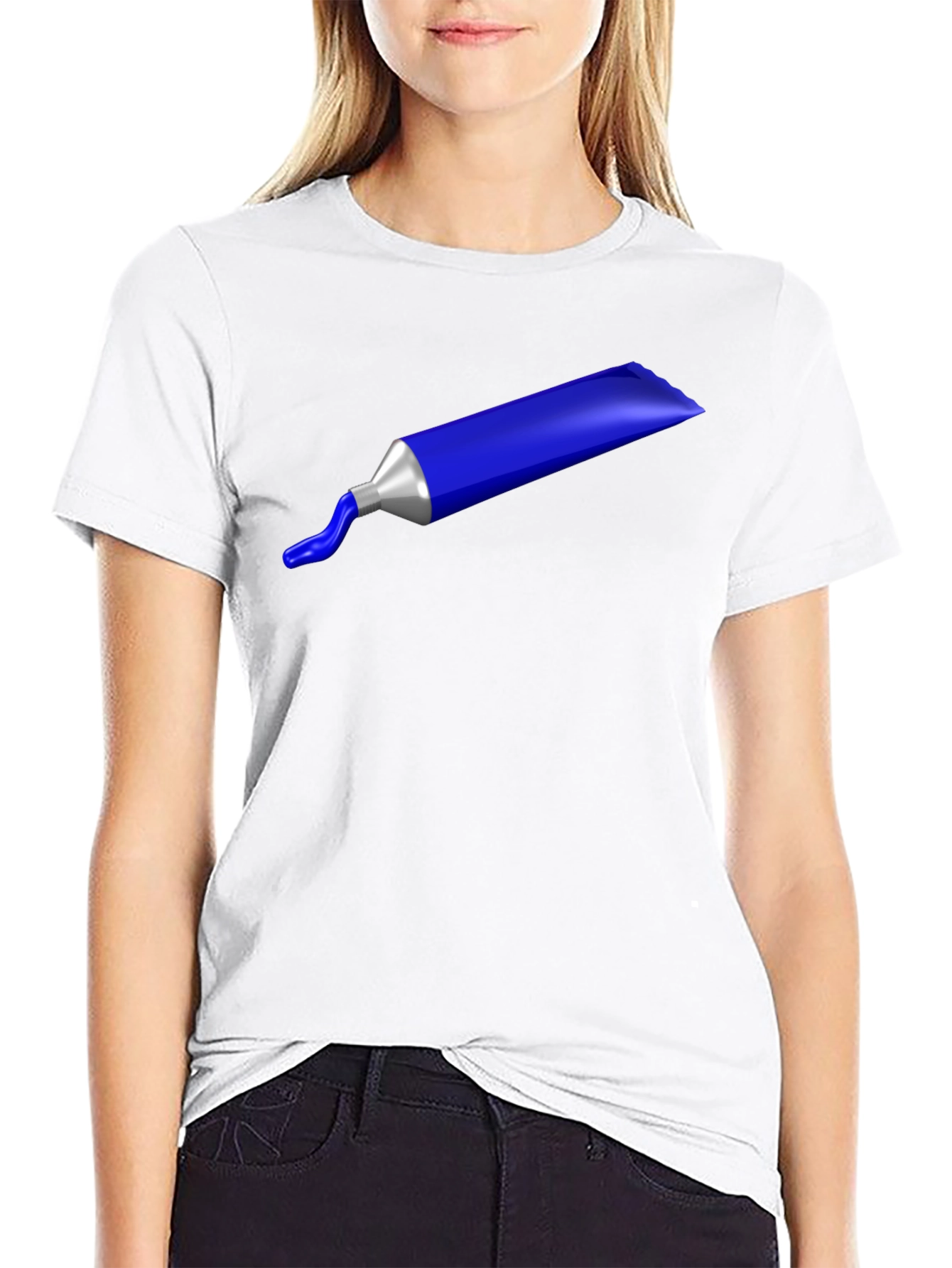 Blue Paint Tube Graphic Tee - Artistic Unisex Shirt
