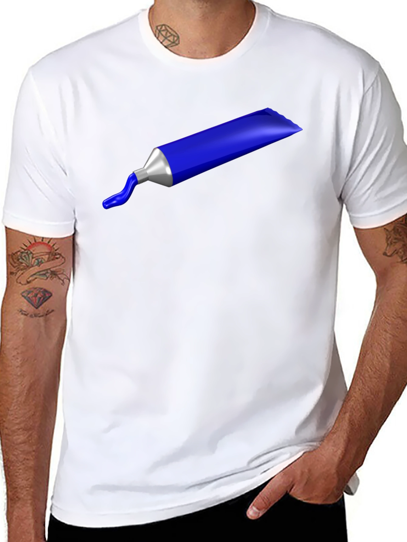 Blue Paint Tube Graphic Tee - Artistic Unisex Shirt