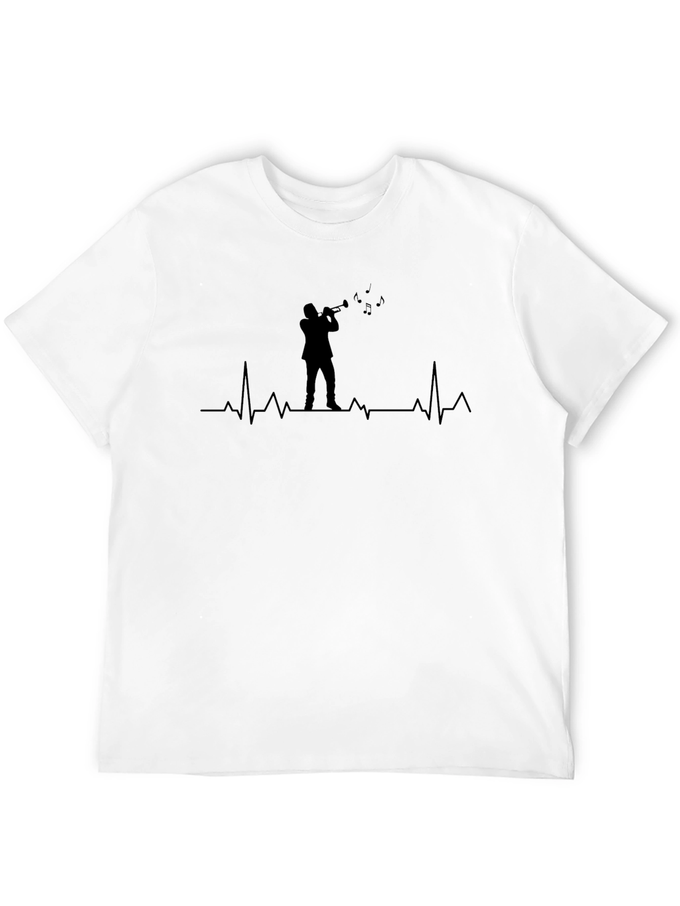Trumpet Player Heartbeat Graphic Tee - Black