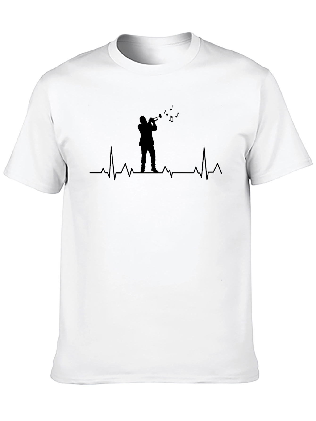 Trumpet Player Heartbeat Graphic Tee - Black