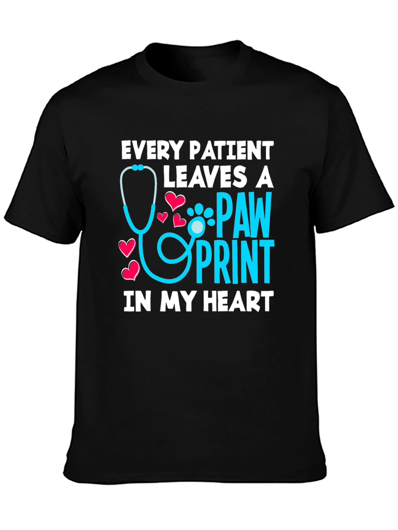 Veterinarian Paw Print Heart Graphic T-Shirt