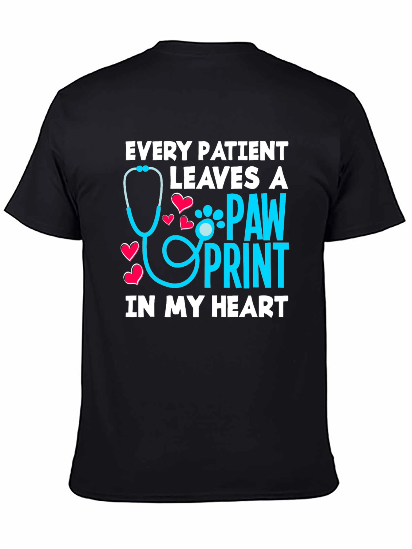 Veterinarian Paw Print Heart Graphic T-Shirt