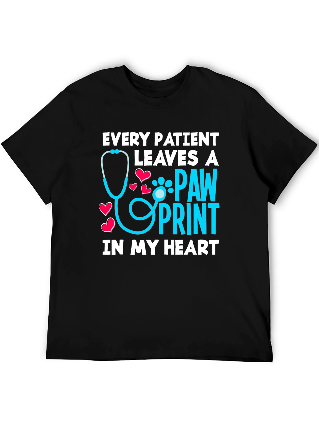 Veterinarian Paw Print Heart Graphic T-Shirt