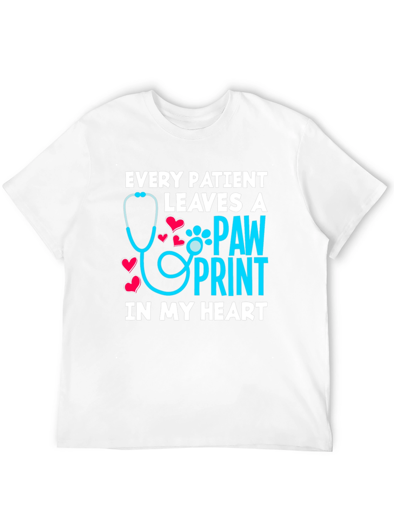 Veterinarian Paw Print Heart Graphic T-Shirt