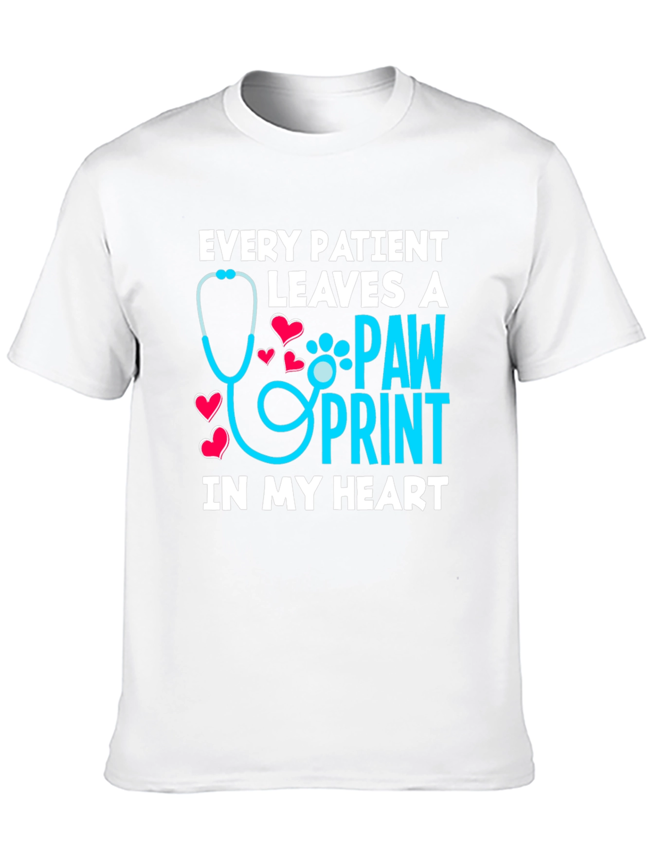 Veterinarian Paw Print Heart Graphic T-Shirt