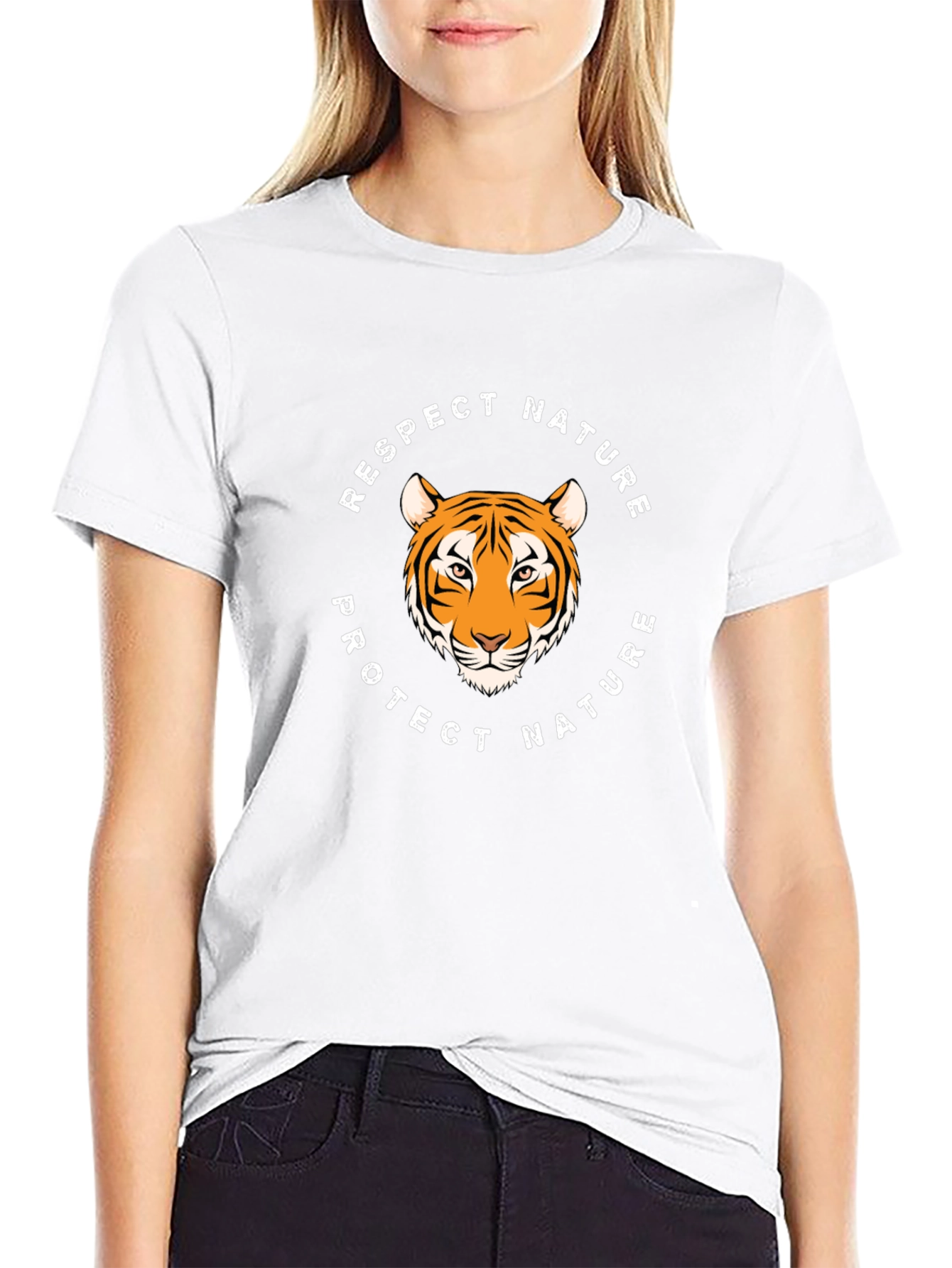 Respect Nature Tiger Graphic Tee - Black