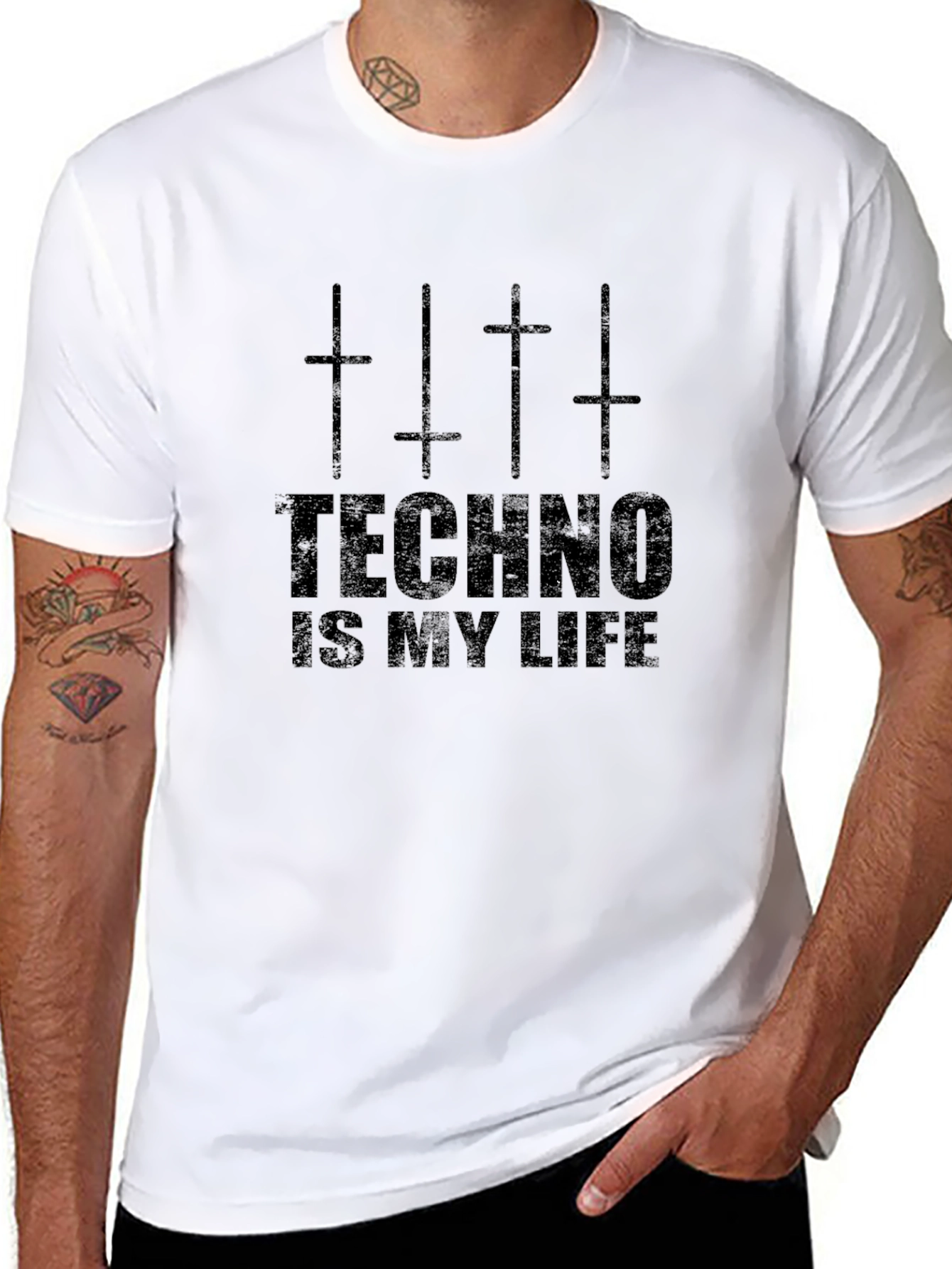 Techno Is My Life Black Graphic Tee