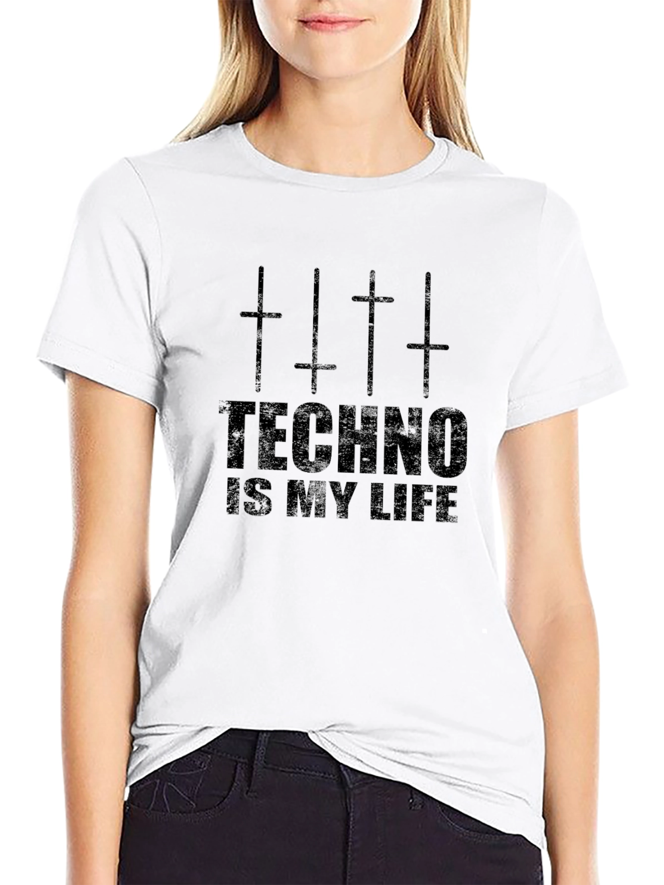 Techno Is My Life Black Graphic Tee