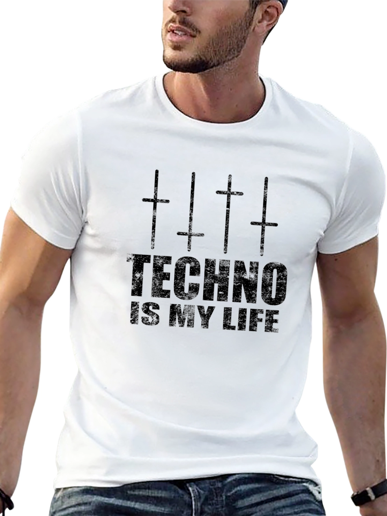 Techno Is My Life Black Graphic Tee