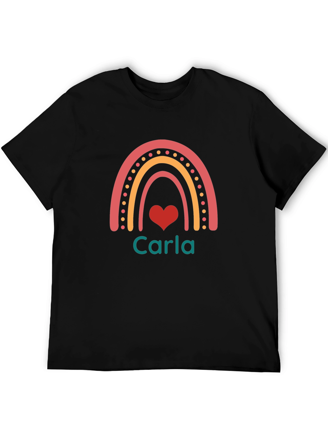 Carla Rainbow Heart T-Shirt - Black Crew Neck Tee
