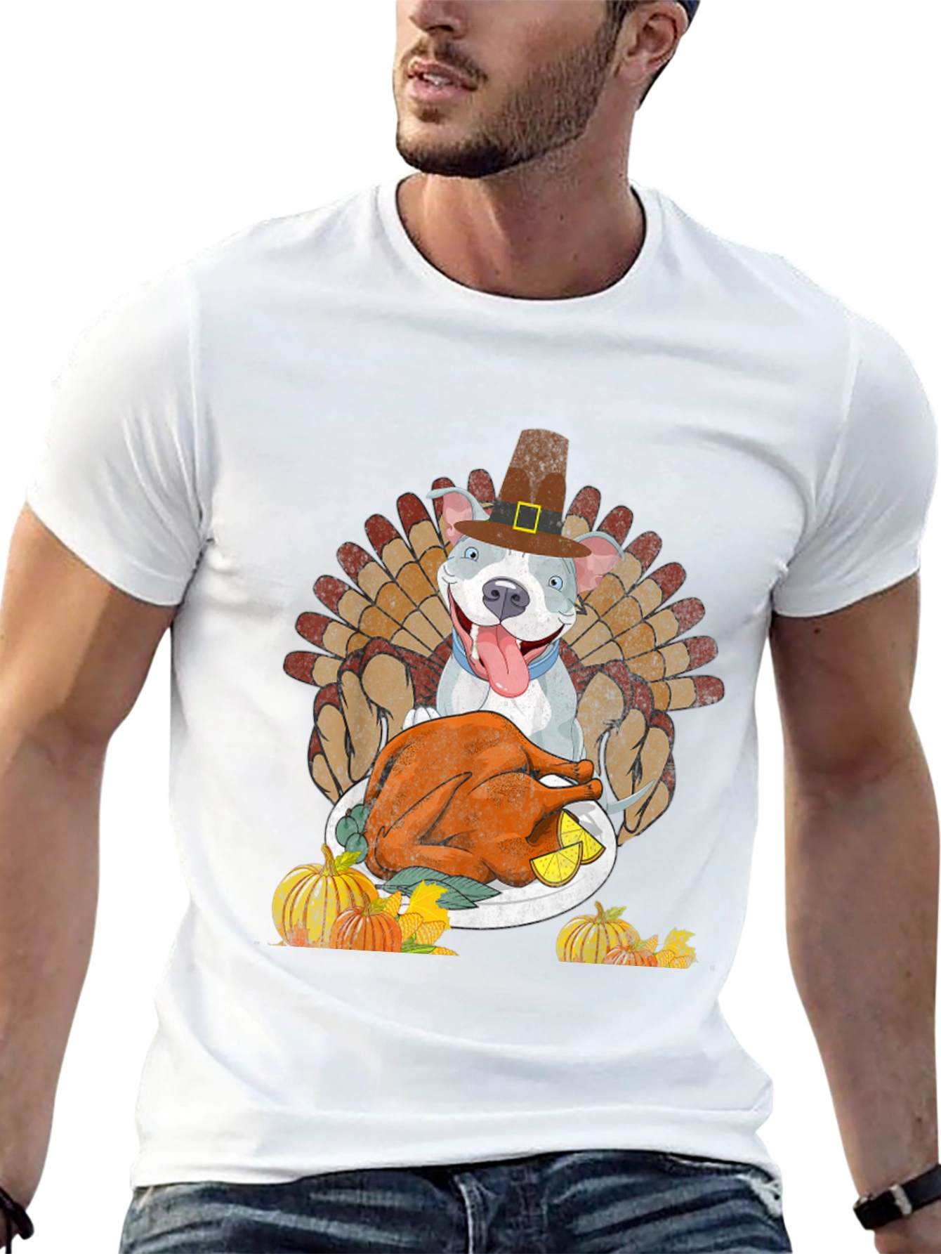 Thanksgiving Dog Pilgrim Turkey Dinner T-Shirt