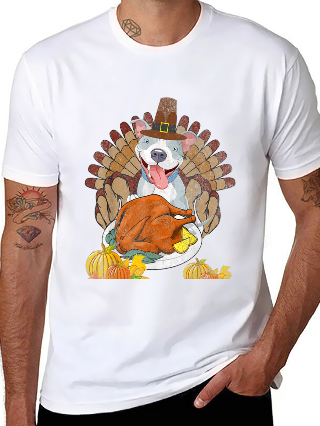 Thanksgiving Dog Pilgrim Turkey Dinner T-Shirt