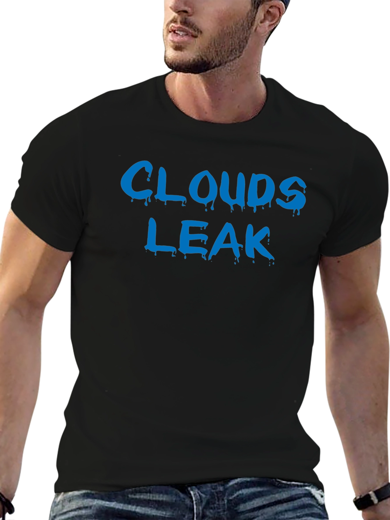 Clouds Leak Black Graphic T-Shirt