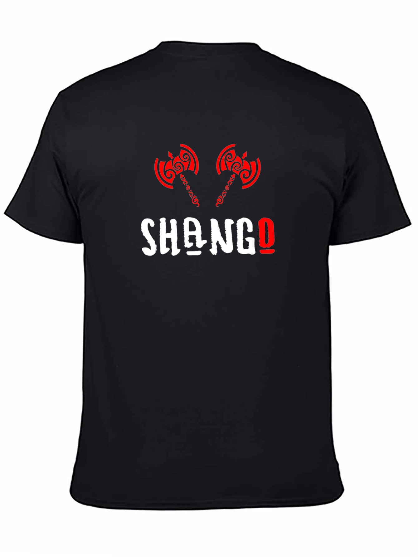 Shango T-Shirt Axe Design Black Cotton Tee
