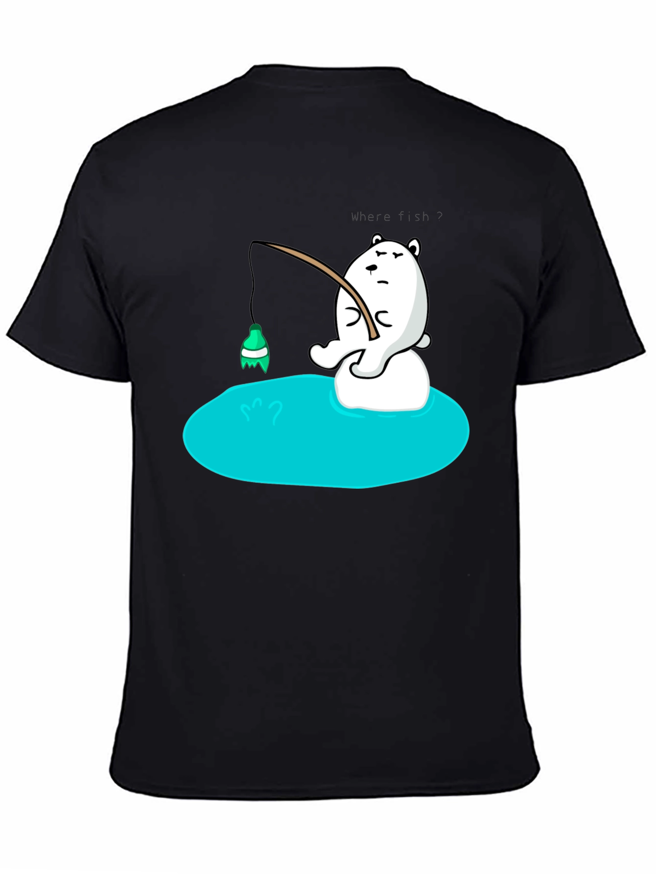 Cartoon Bear Fishing T-Shirt - Soft Cotton Tee