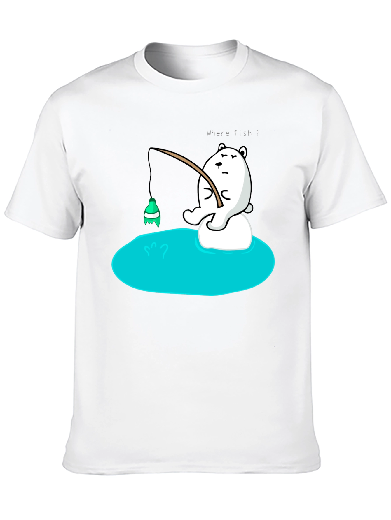 Cartoon Bear Fishing T-Shirt - Soft Cotton Tee
