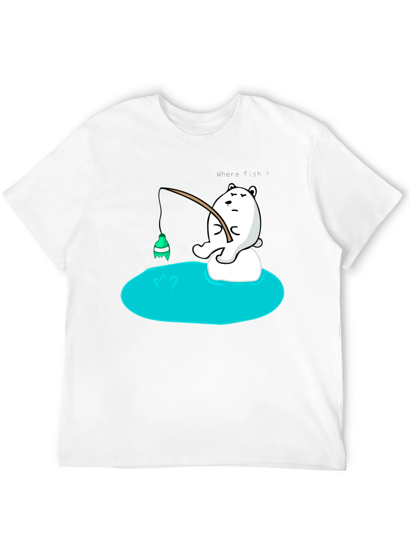 Cartoon Bear Fishing T-Shirt - Soft Cotton Tee