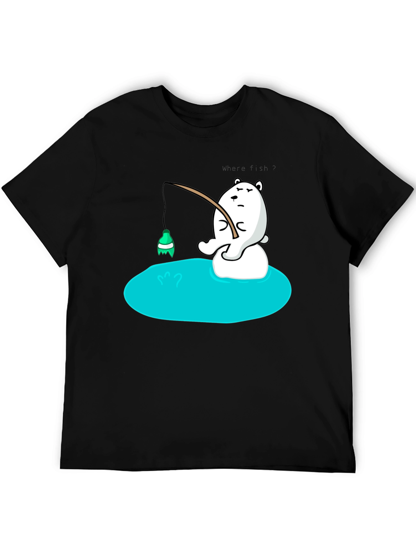 Cartoon Bear Fishing T-Shirt - Soft Cotton Tee