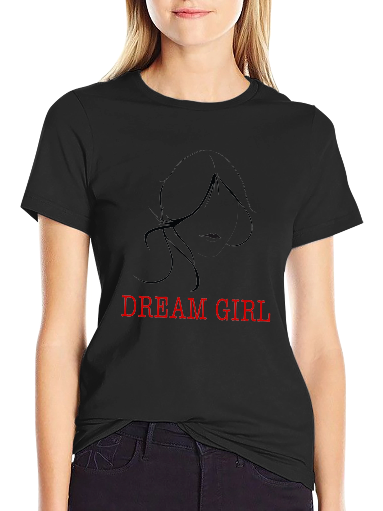 Dream Girl Black Tee - Stylish Graphic T-Shirt