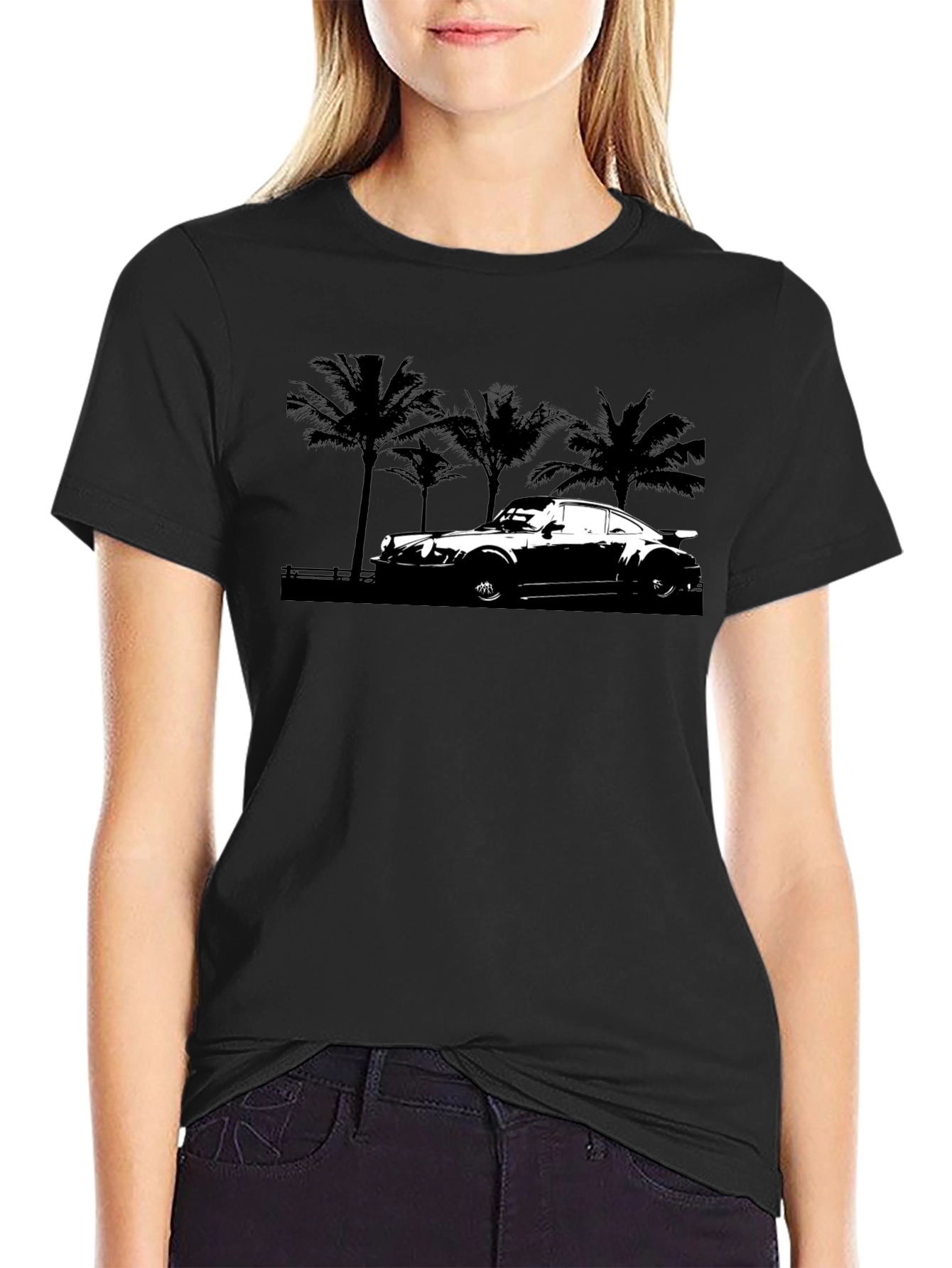 Porsche Palm Tree Black T-Shirt