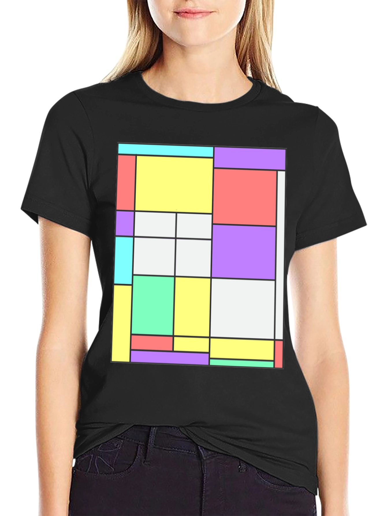 Modern Art Graphic Tee - Mondrian Style T-Shirt
