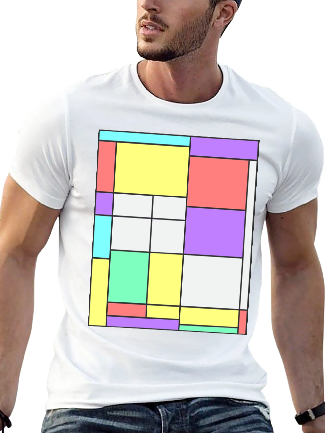 Modern Art Graphic Tee - Mondrian Style T-Shirt