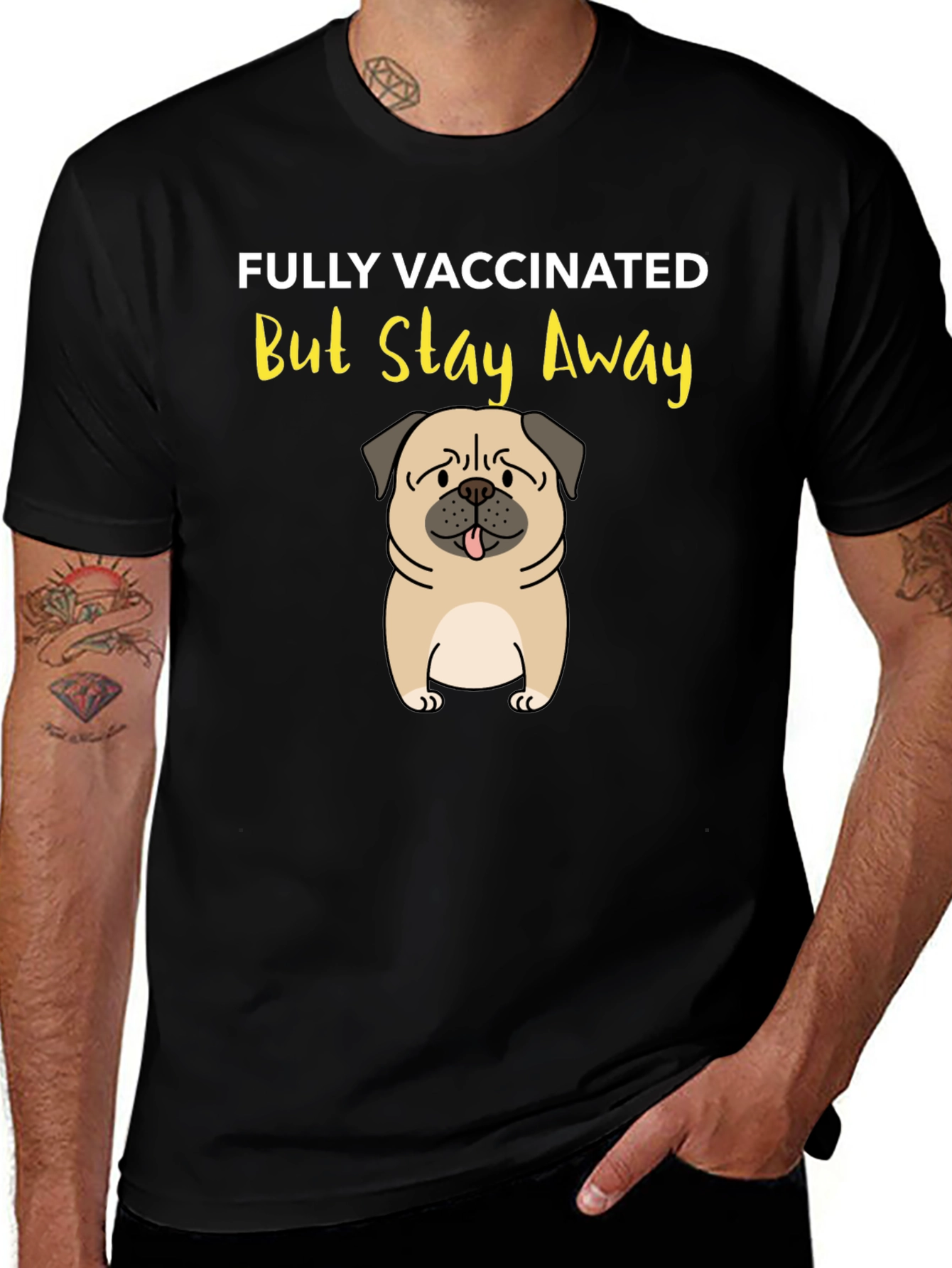 Fully Vaccinated Pug Graphic Tee