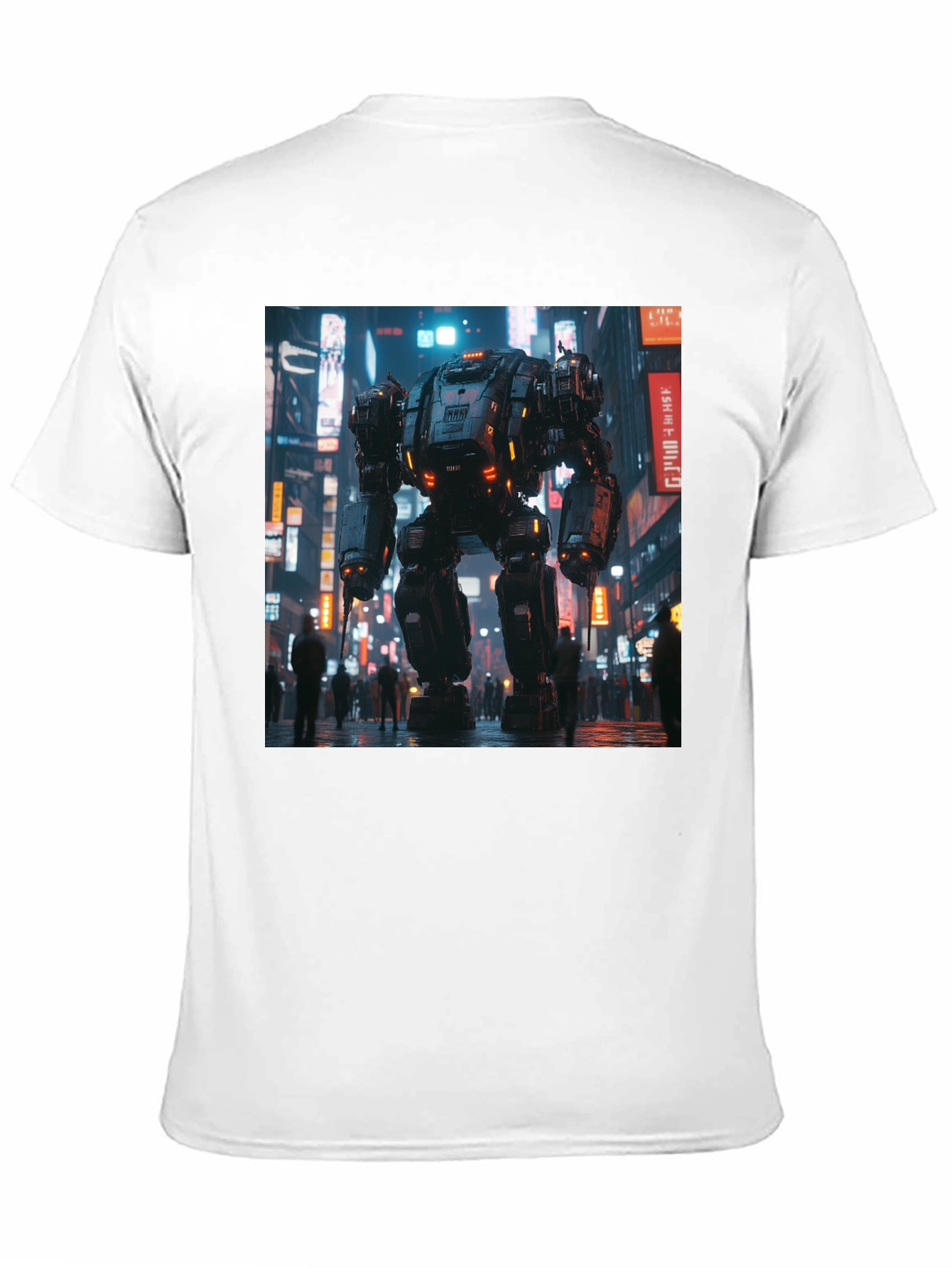 Mech Cityscape Graphic Black T-Shirt