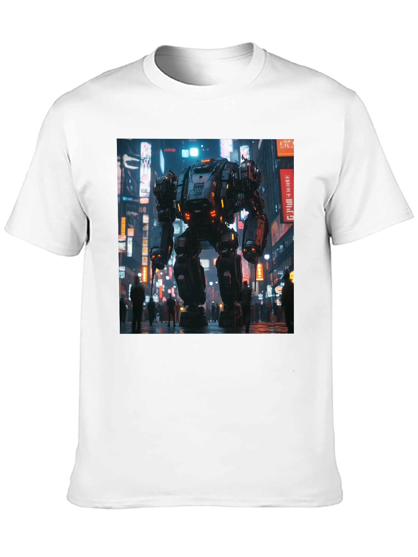 Mech Cityscape Graphic Black T-Shirt