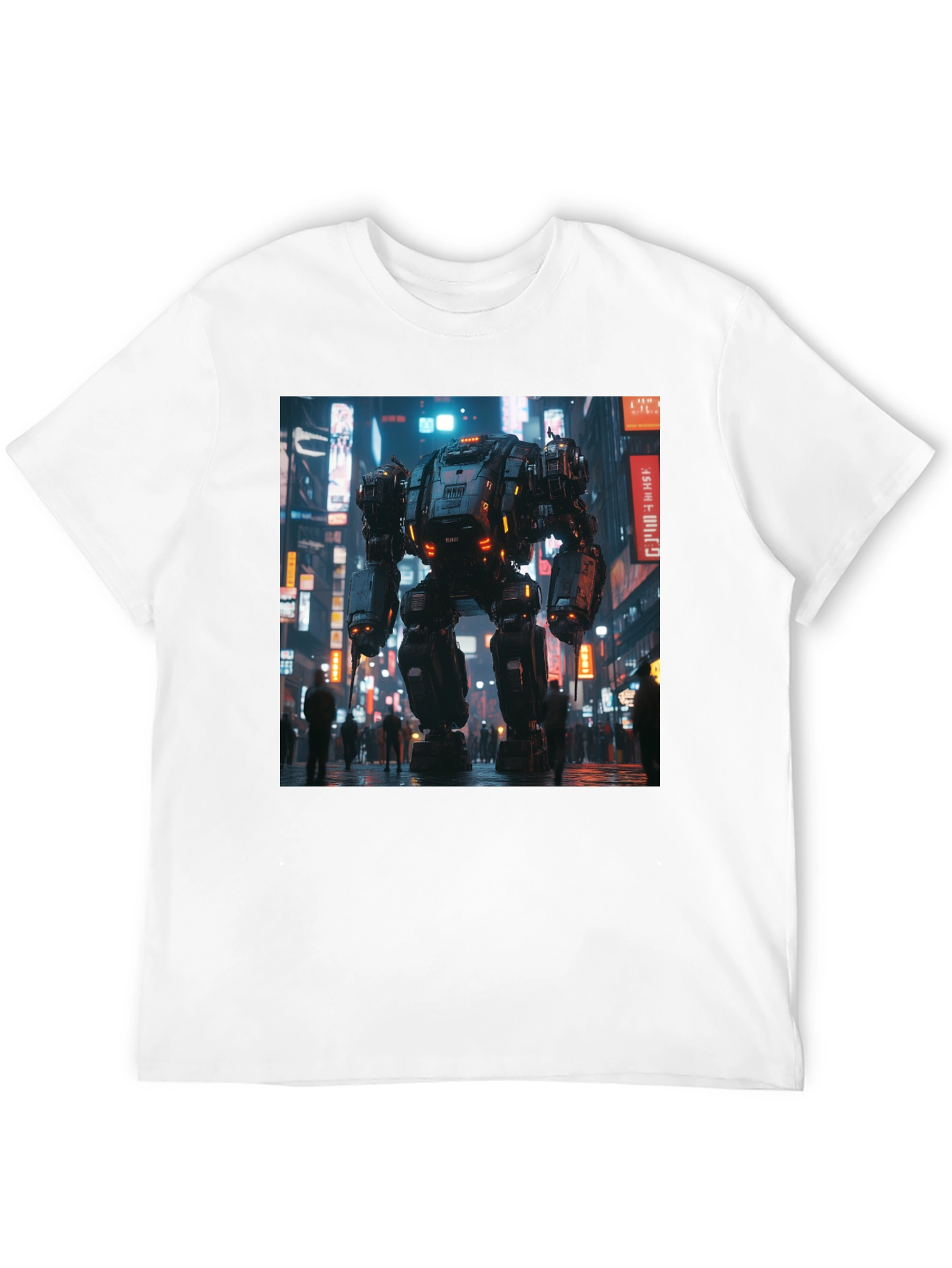 Mech Cityscape Graphic Black T-Shirt