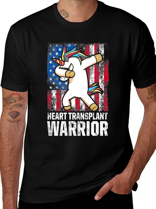 Heart Transplant Warrior Unicorn Dabbing USA Flag T-Shirt