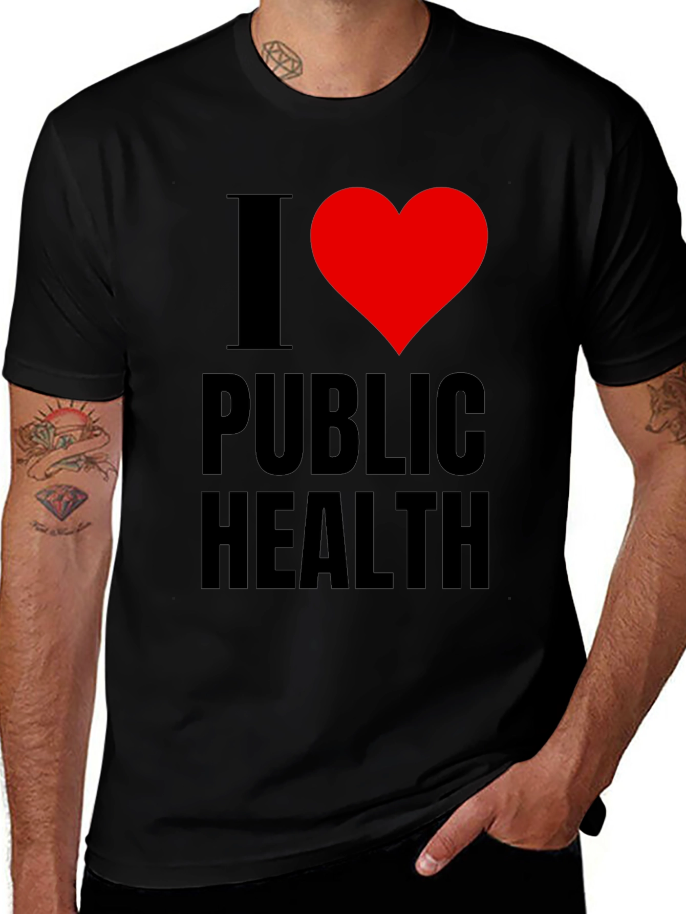 I Heart Public Health T-Shirt - Black Cotton Tee