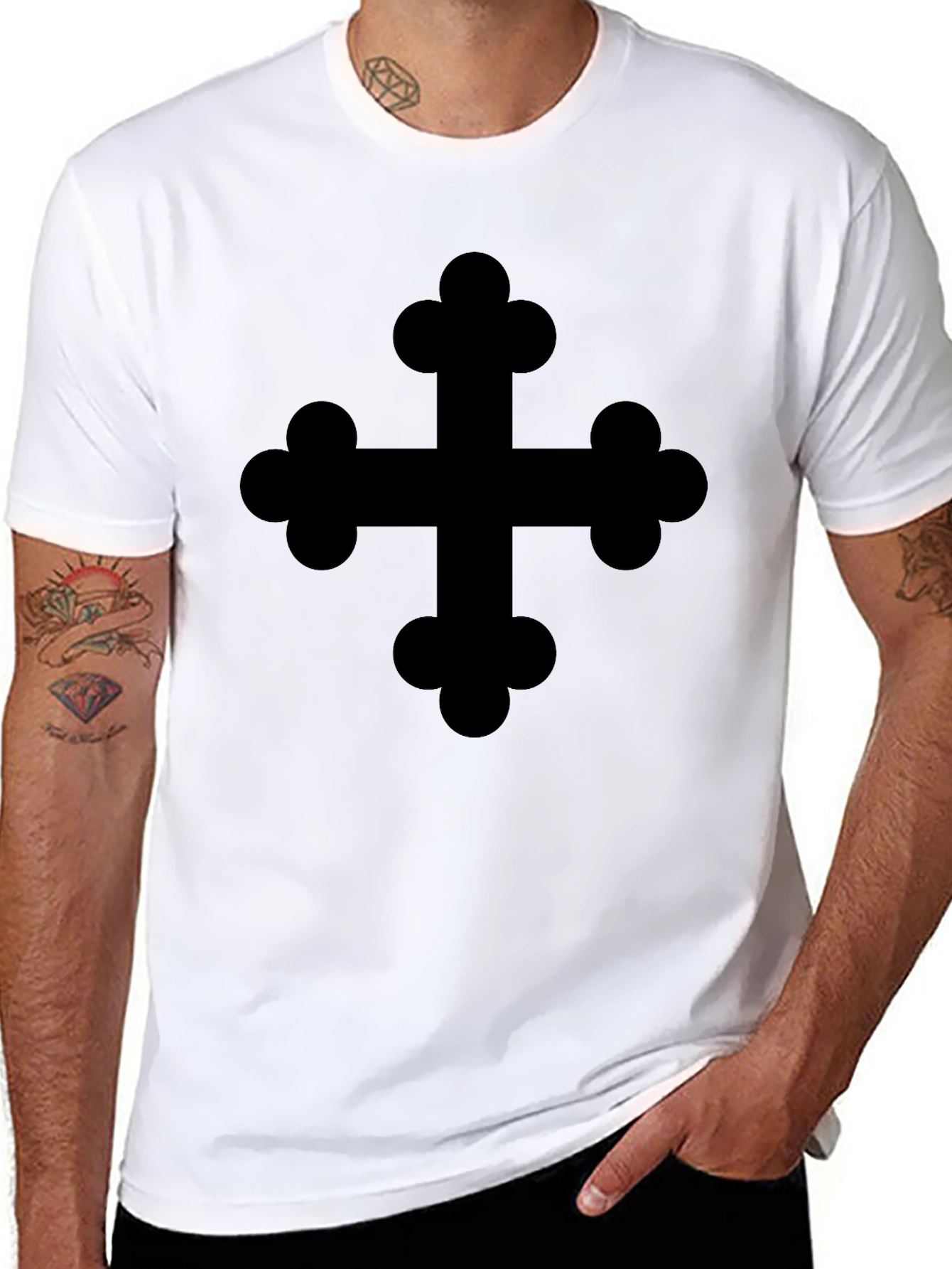 Black T-Shirt with Cross Design
