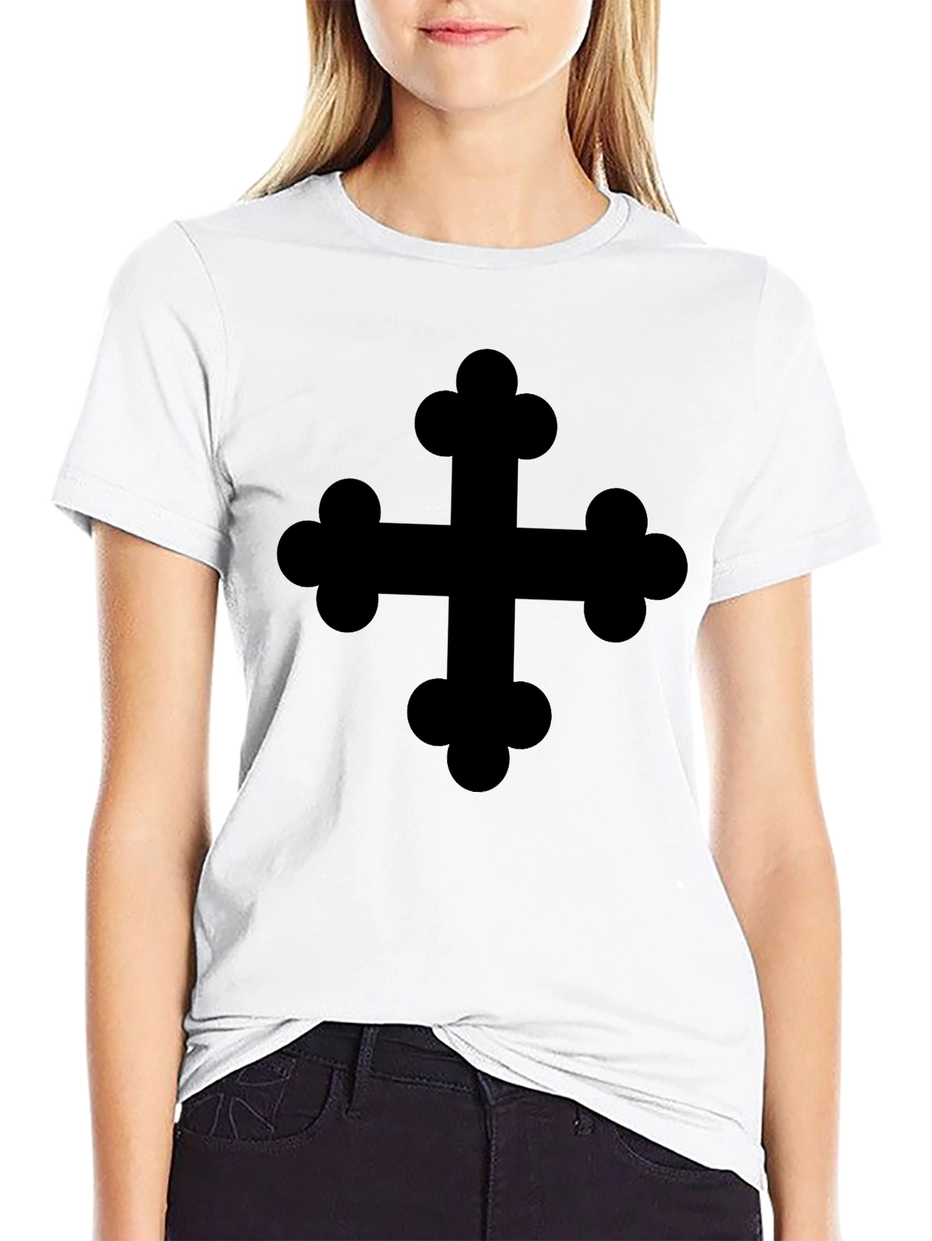 Black T-Shirt with Cross Design
