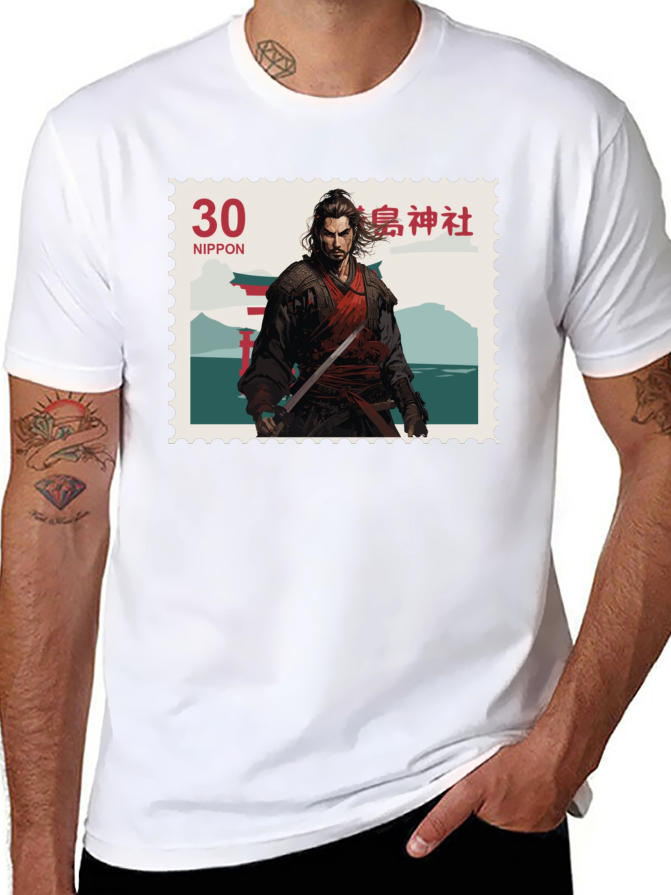 Samurai Warrior Stamp T-Shirt