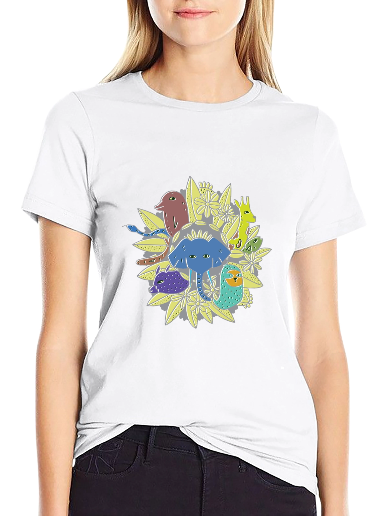 Mens Animal Graphic Print Crew Neck Tee