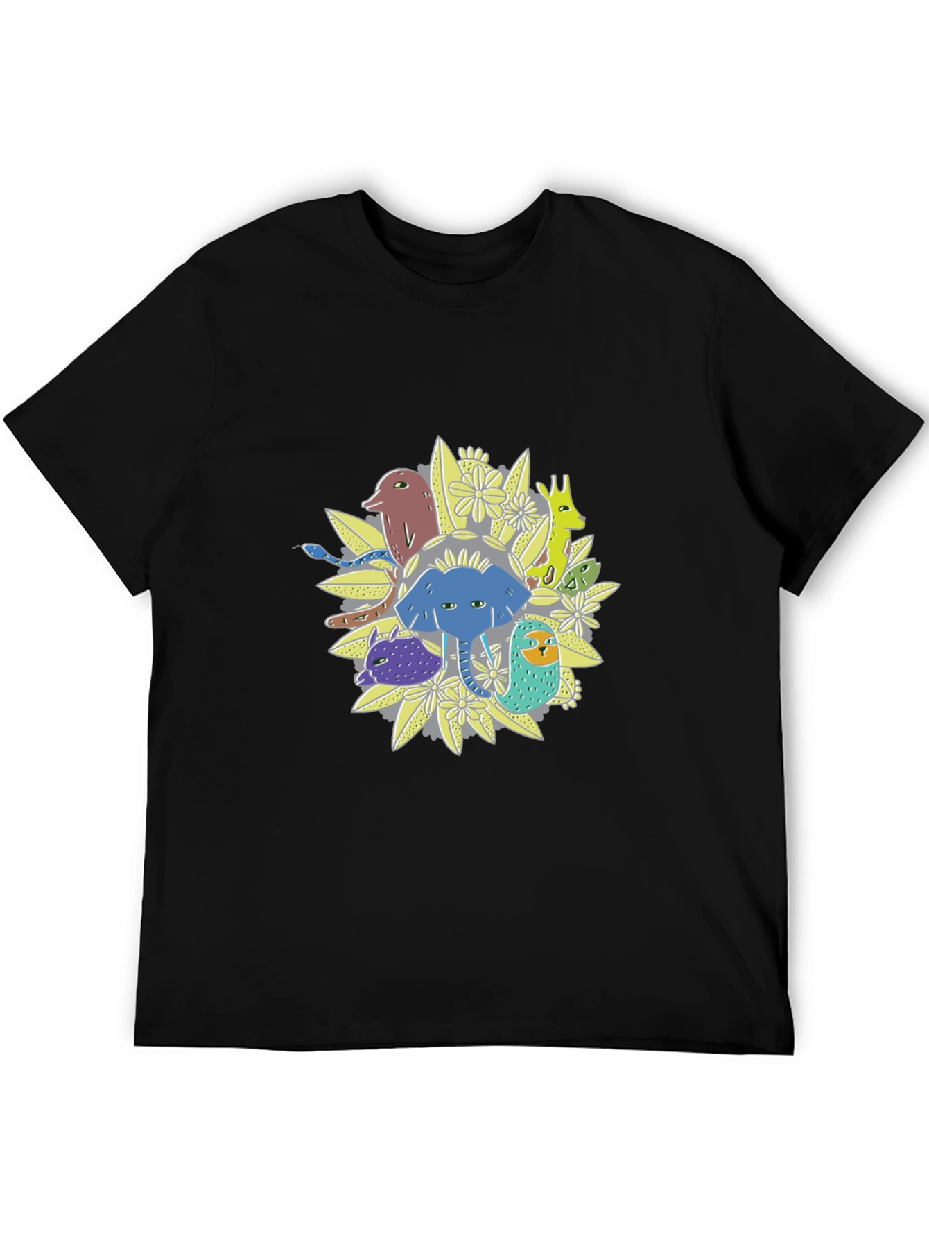 Mens Animal Graphic Print Crew Neck Tee