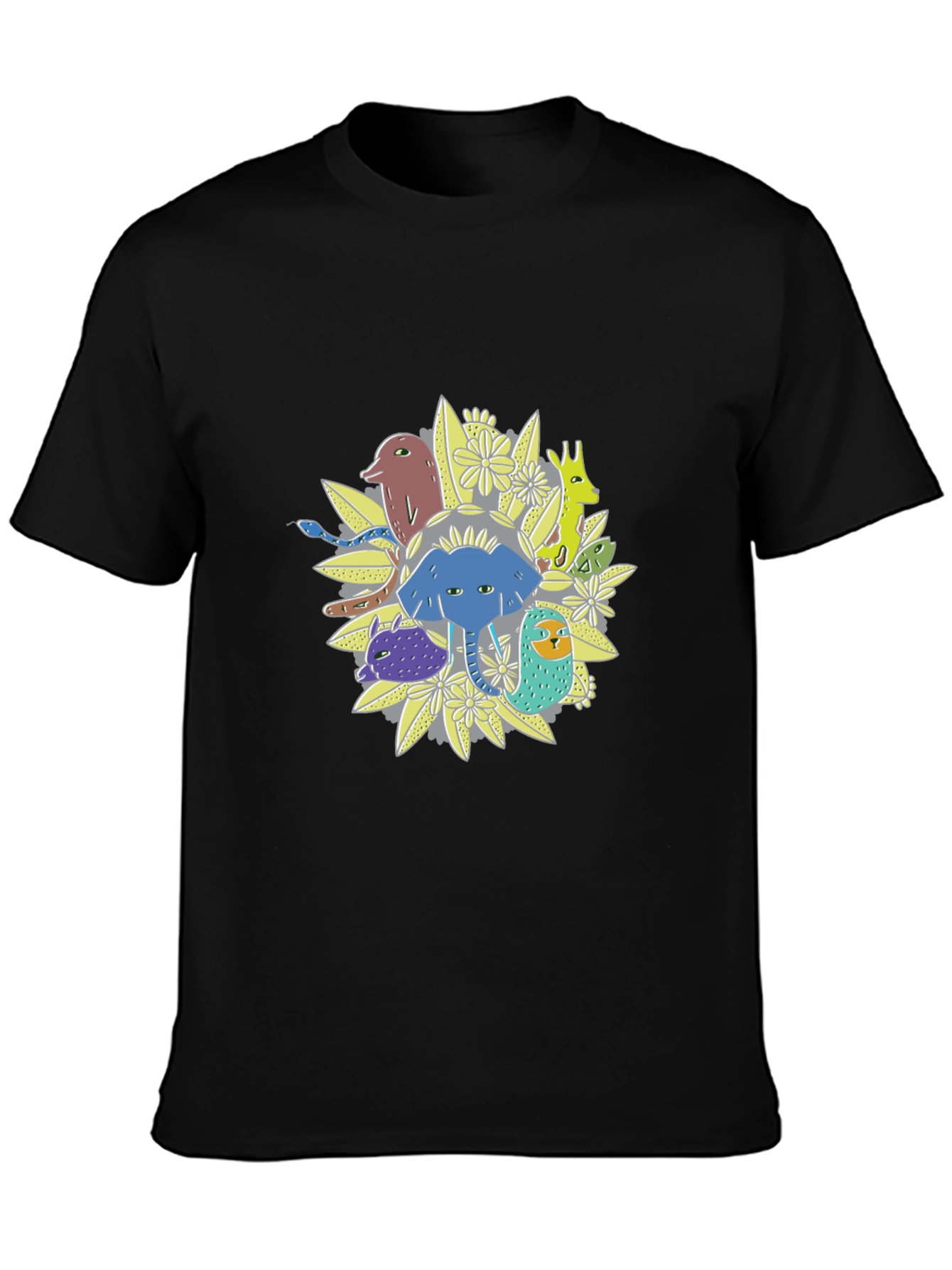 Mens Animal Graphic Print Crew Neck Tee
