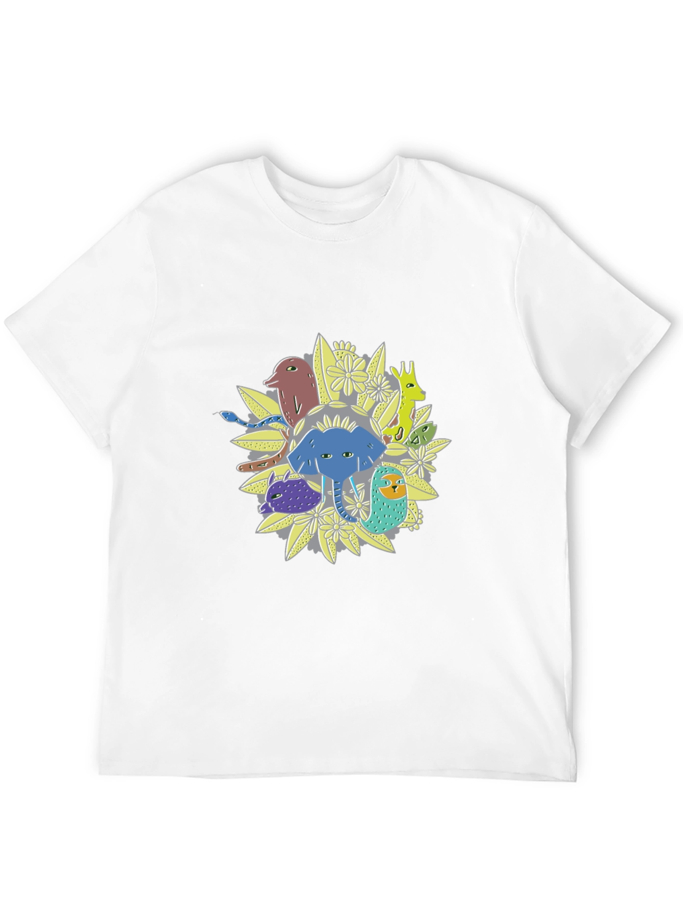 Mens Animal Graphic Print Crew Neck Tee