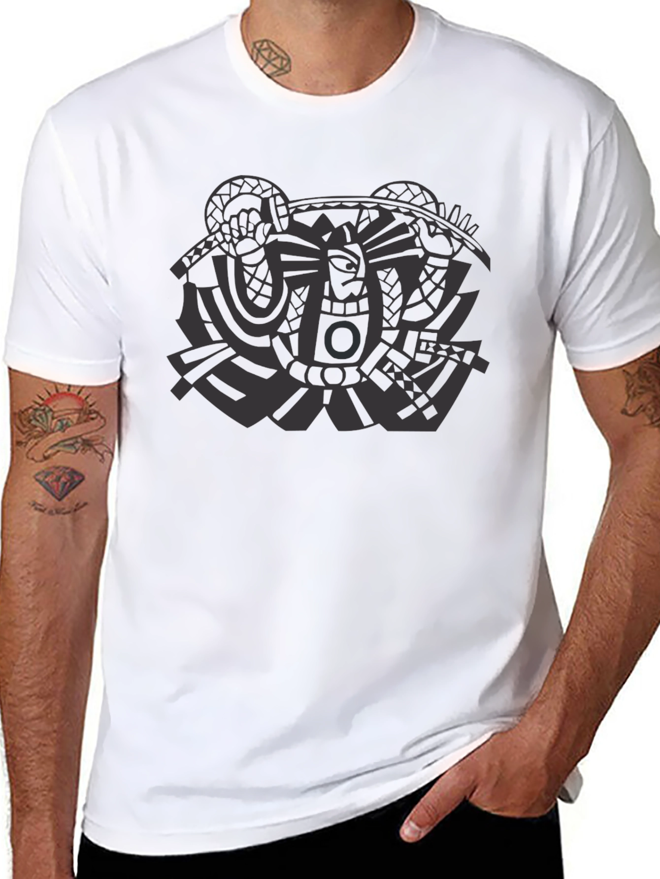 Aztec Print Black Tee