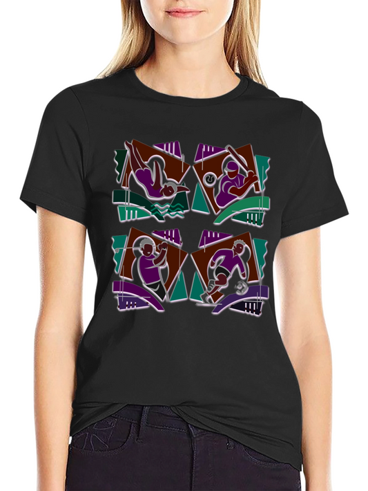 Geometric Sports Graphic Black T-Shirt