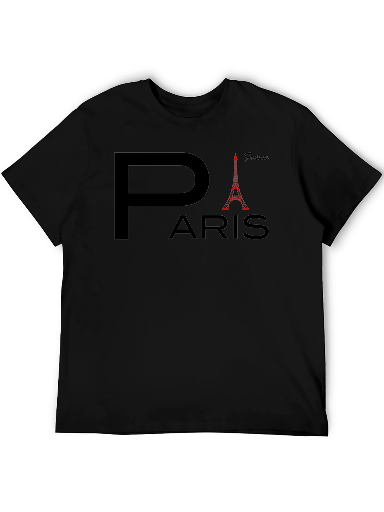 Paris France Eiffel Tower Mens Black T-Shirt