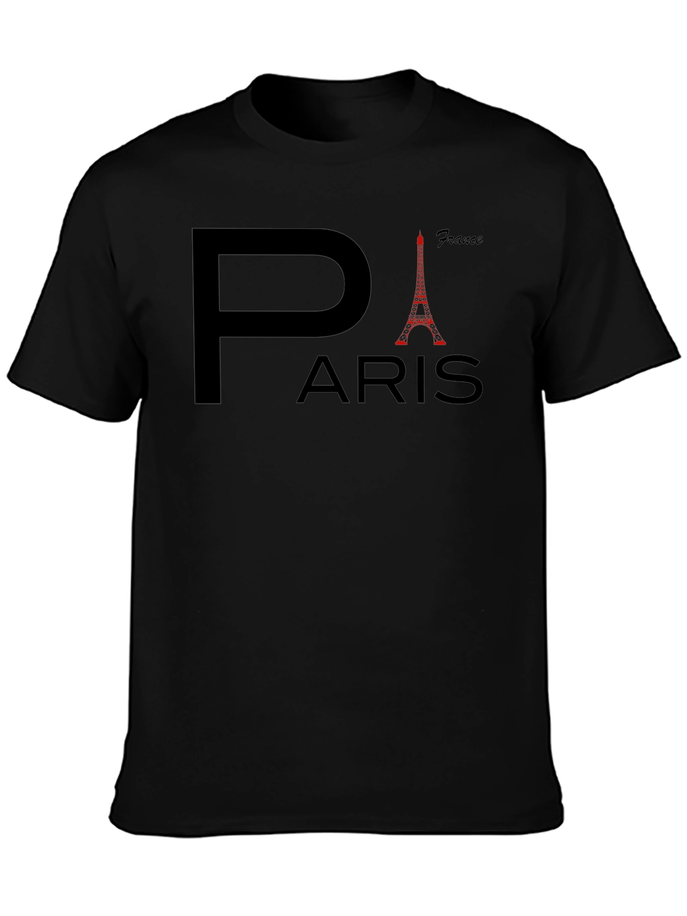 Paris France Eiffel Tower Mens Black T-Shirt