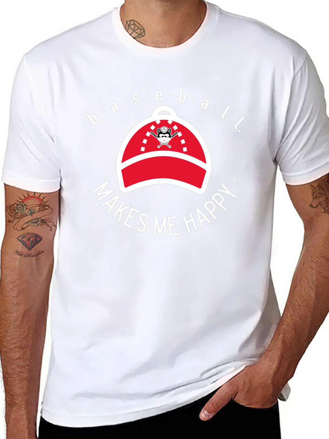 Baseball Makes Me Happy Graphic T-Shirt