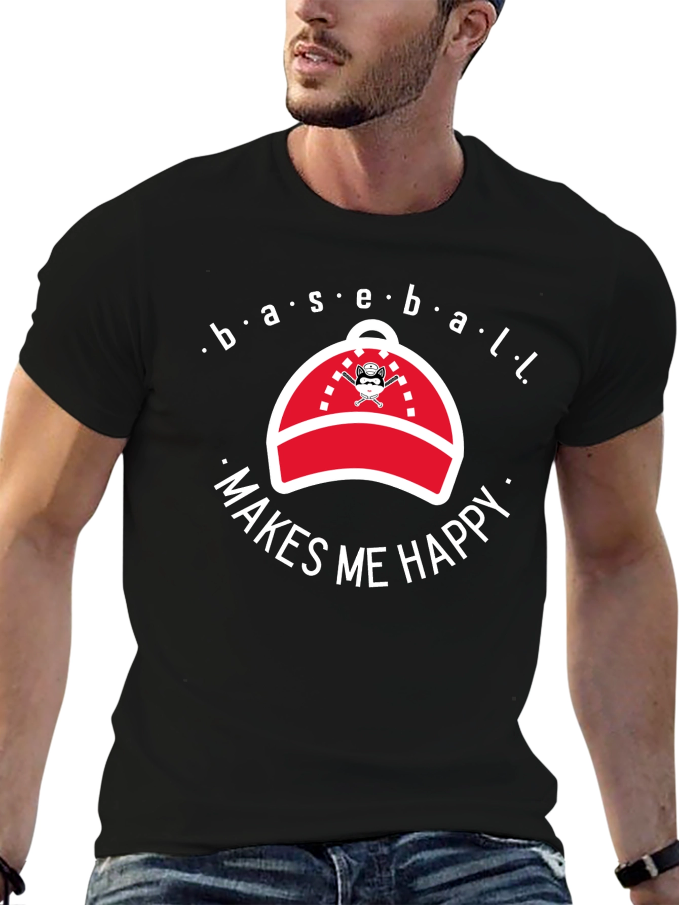 Baseball Makes Me Happy Graphic T-Shirt