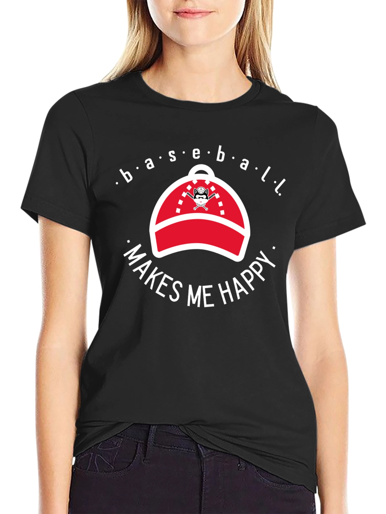 Baseball Makes Me Happy Graphic T-Shirt