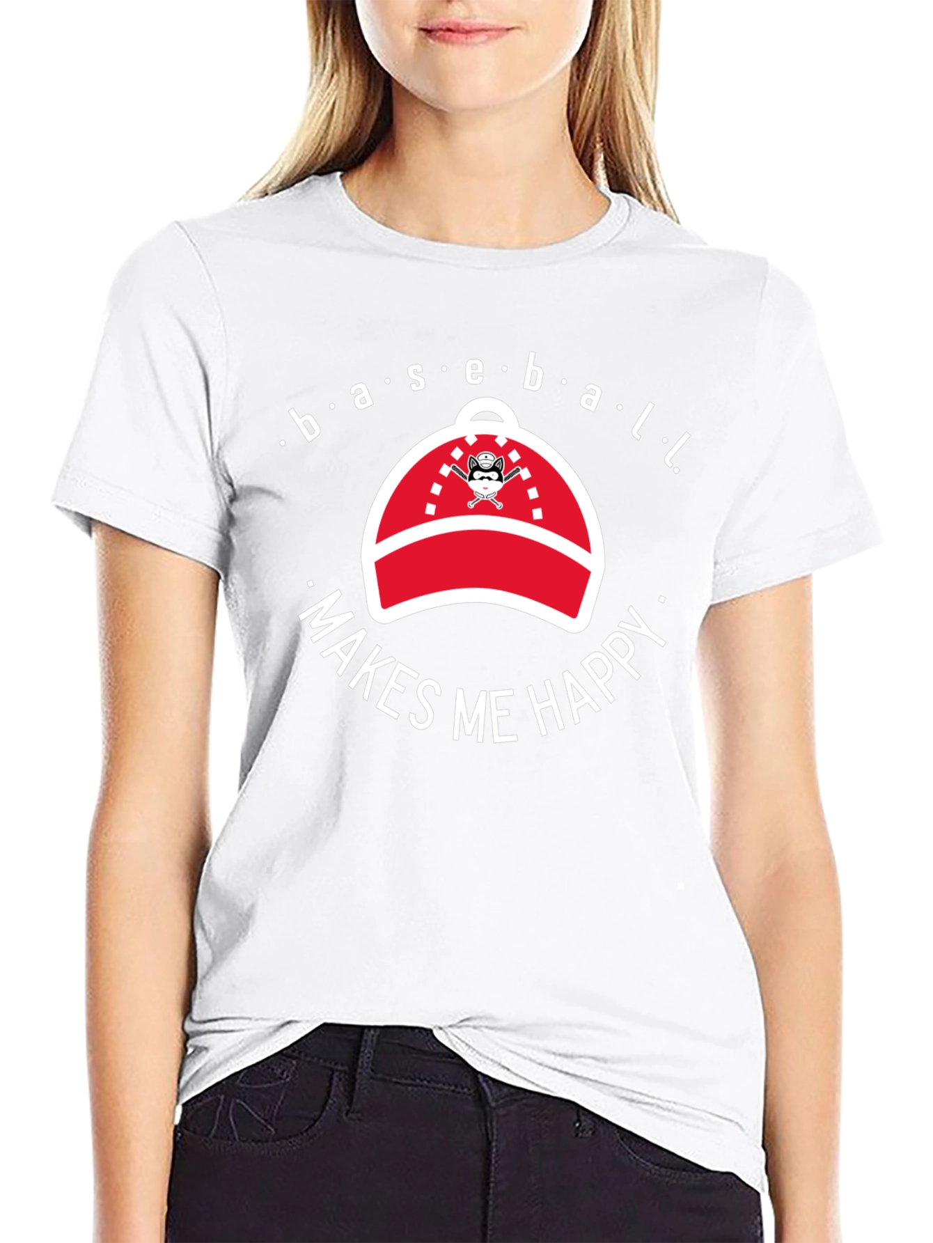 Baseball Makes Me Happy Graphic T-Shirt